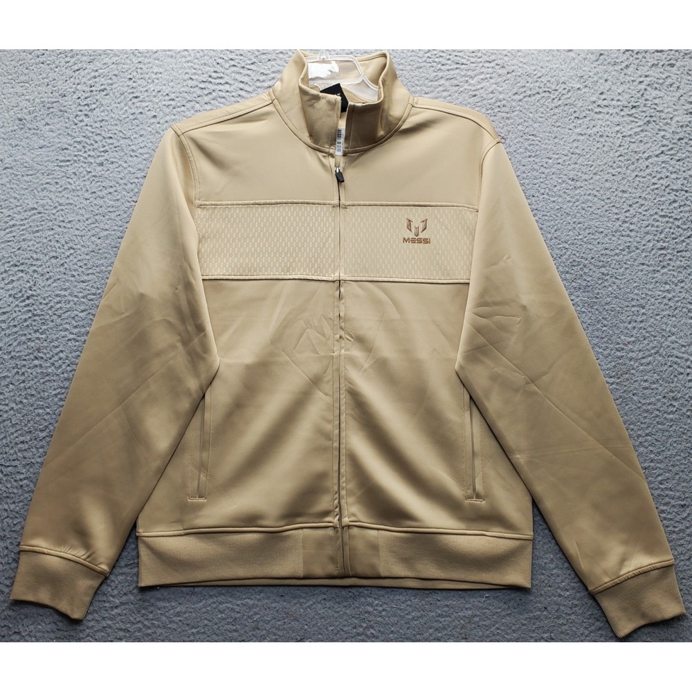 Messi Collection Track Jacket Mens Medium Brown Long Sleeve Mock Neck Full Zip